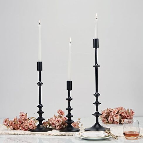 12.2 Inch Aluminum Candlestick Holder, Black Tapered Candle Holder, Vintage Decorative Centerpiece Candelabra, Tall for Dining Room, Festival, Mantelpiece in Saudi Arabia