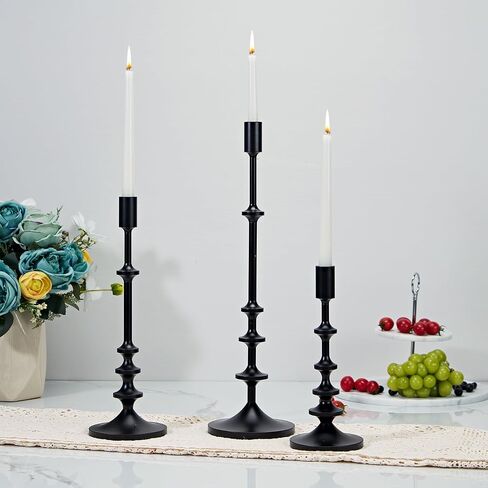 12.2 Inch Aluminum Candlestick Holder, Black Tapered Candle Holder, Vintage Decorative Centerpiece Candelabra, Tall for Dining Room, Festival, Mantelpiece in Saudi Arabia
