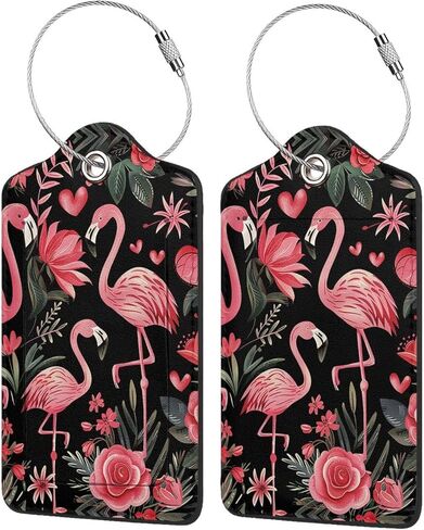 مجموعة علامات الأمتعة من Flamingos Pink 2 عبوة ، علامات أمتعة السفر مع ملصق معرف الخصوصية ، حلقة من الفولاذ المقاوم للصدأ وبطاقة العنوان للرجال والنساء السفر in Kuwait