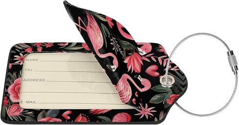 مجموعة علامات الأمتعة من Flamingos Pink 2 عبوة ، علامات أمتعة السفر مع ملصق معرف الخصوصية ، حلقة من الفولاذ المقاوم للصدأ وبطاقة العنوان للرجال والنساء السفر in Kuwait
