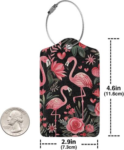 مجموعة علامات الأمتعة من Flamingos Pink 2 عبوة ، علامات أمتعة السفر مع ملصق معرف الخصوصية ، حلقة من الفولاذ المقاوم للصدأ وبطاقة العنوان للرجال والنساء السفر in Kuwait