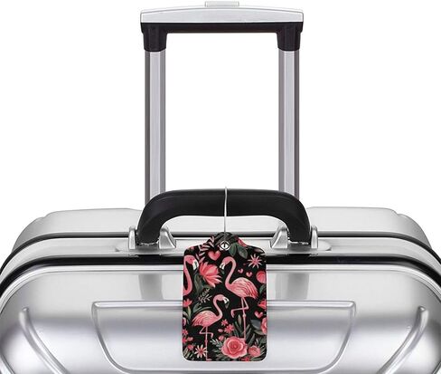 مجموعة علامات الأمتعة من Flamingos Pink 2 عبوة ، علامات أمتعة السفر مع ملصق معرف الخصوصية ، حلقة من الفولاذ المقاوم للصدأ وبطاقة العنوان للرجال والنساء السفر in Kuwait