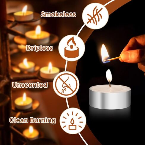 Tea Lights Candles Bulk - 32 Pcs Tealight Candles Tea Candle Lights with Cotton Wick Mini Candle Set for Home,Shabbat,Wedding,Emergencies,Christmas,Halloween in Saudi Arabia