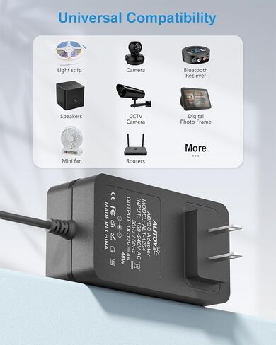 ALITOVE 12V Power Supply 4A AC/DC Adapter 100~240V 50-60hz 12 Volt Transformer Converter with 5.5 x 2.5mm DC Plug for LED Strip Lights CCTV Camera DVR NVR Wireless Routers Printer BT Speaker in Kuwait