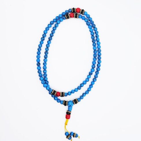 حبات الصلاة قلادة البوذية التبتية التأمل 108 حبات الصلاة التبتية الأزرق الفيروزي البوذي الميت. in Kuwait