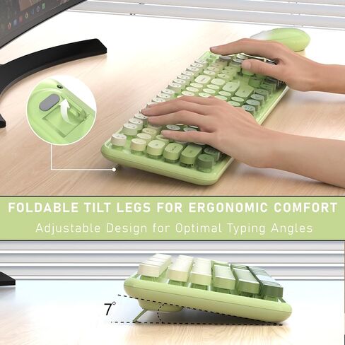 Colorful Wireless Keyboard and Mouse, Full Size Gradient Keyboard with Optical Mouse, 2.4GHz for Windows, Mac, Laptop, PC, Desktop (Blue Gradient) in Kuwait