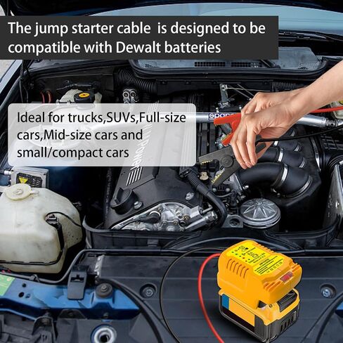 Car Jump Starter Adapter for DeWalt 20V 60V Li-ion Batteries Pack with Jumper Cables 12v Clamps,Portable Car Battery Charger Jump Starter(Battery Not Included) in Saudi Arabia