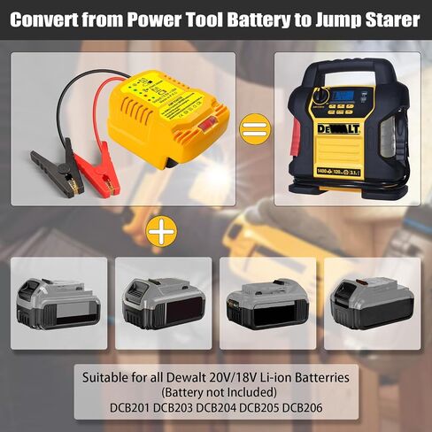 Car Jump Starter Adapter for DeWalt 20V 60V Li-ion Batteries Pack with Jumper Cables 12v Clamps,Portable Car Battery Charger Jump Starter(Battery Not Included) in Saudi Arabia