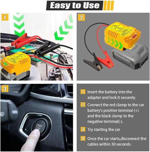 Car Jump Starter Adapter for DeWalt 20V 60V Li-ion Batteries Pack with Jumper Cables 12v Clamps,Portable Car Battery Charger Jump Starter(Battery Not Included) in Saudi Arabia