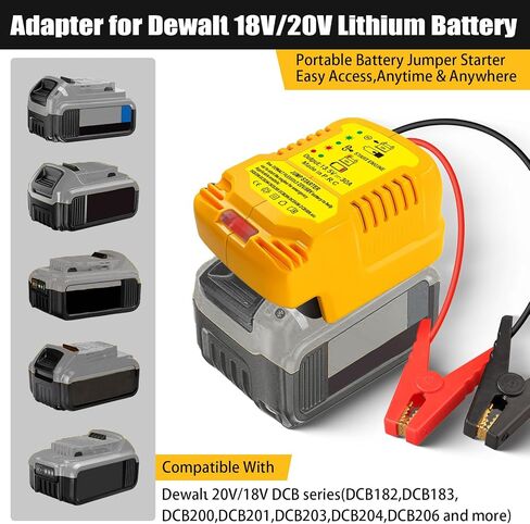 Car Jump Starter Adapter for DeWalt 20V 60V Li-ion Batteries Pack with Jumper Cables 12v Clamps,Portable Car Battery Charger Jump Starter(Battery Not Included) in Saudi Arabia