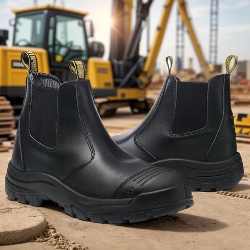 CONRAD Men's Chelsea Slip-On Work Boots - Soft Toe, Composite Toe, Waterproof, Slip Resistant, Safety Shoes in Kuwait