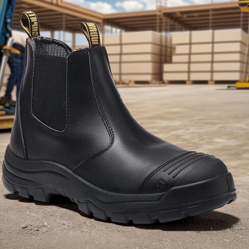 CONRAD Men's Chelsea Slip-On Work Boots - Soft Toe, Composite Toe, Waterproof, Slip Resistant, Safety Shoes in Kuwait