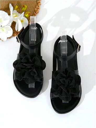 GORGLITTER Women's 3D Flower Sandals Ankle Strap Open Toe Dressy Flat Sandals in Saudi Arabia
