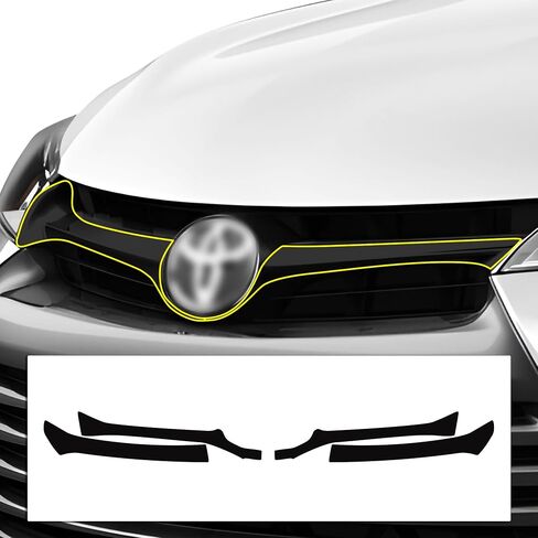 BOGAR TECH DESIGNS Middle Front Chrome Delete Overlay Film Compatible with Toyota Camry 2015-2017, Gloss Black in Saudi Arabia