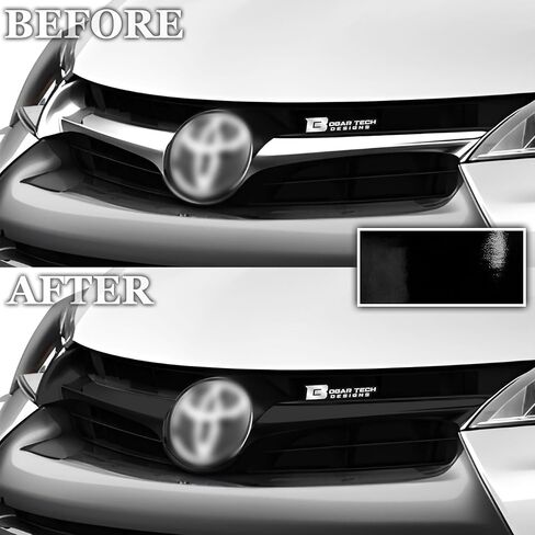 BOGAR TECH DESIGNS Middle Front Chrome Delete Overlay Film Compatible with Toyota Camry 2015-2017, Gloss Black in Saudi Arabia
