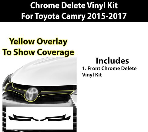 BOGAR TECH DESIGNS Middle Front Chrome Delete Overlay Film Compatible with Toyota Camry 2015-2017, Gloss Black in Saudi Arabia