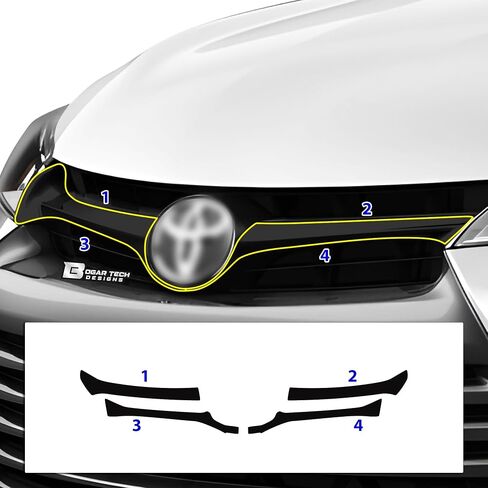 BOGAR TECH DESIGNS Middle Front Chrome Delete Overlay Film Compatible with Toyota Camry 2015-2017, Gloss Black in Saudi Arabia