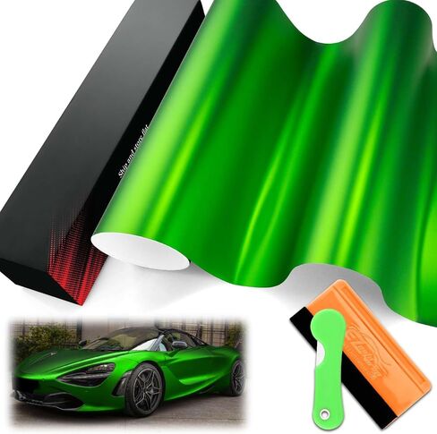 1FTx5FT PET Romance Chrome Beast Green Vinyl Wrap Auto Car Sticker Decal Film Sheet Bubble Free Air Release Technology with Tool Set in Saudi Arabia