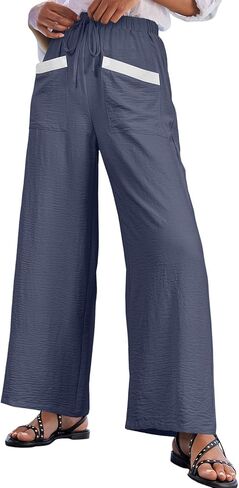 تقييم سراويل Palazzo Womens Summer Summer Flowy Wide Leg 2025 صالة سراويل شاطئية. in Saudi Arabia