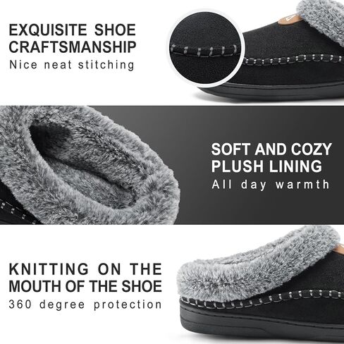 ATHMILE Mens Slippers Warm Moccasin Memory Foam House Shoes Indoor Outdoor Fuzzy Plush Lined Slippers for Home Bedroom in Kuwait