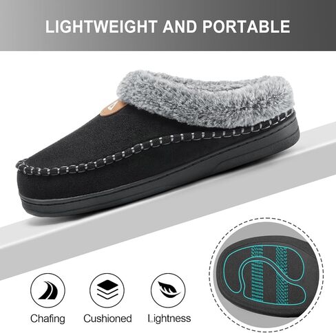 ATHMILE Mens Slippers Warm Moccasin Memory Foam House Shoes Indoor Outdoor Fuzzy Plush Lined Slippers for Home Bedroom in Kuwait