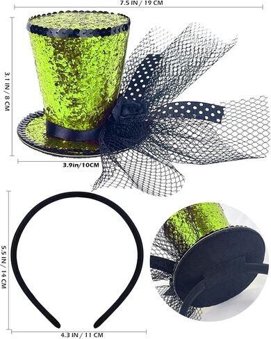 Pea Green Mini Top Hat Headband Leprechaun Hat Headband Saint Patty's Day Accessories for Women Girls Costume St. Patrick's Day in Kuwait