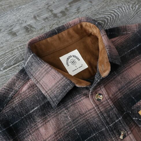 Dubinik® 13oz Ultra Heavyweight Flannel Shirt for Men Long Sleeve Casual Button Down Soft Cotton Plaid Warm Shirts in Kuwait
