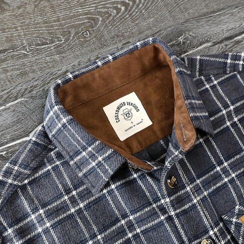 Dubinik® 13oz قميص فانيل ثقيل فائق الوزن للرجال لزمار طويل الأكمام لأسفل القطن الناعم منقوش من القمصان الدافئة in Kuwait