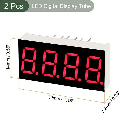 YOKIVE 3 قطع LED أنبوب رقمي، جزء LED يعرض الكاثود المشترك 4 بت 7 DIY رائع للأجهزة والأدوات وإكسسوارات السيارات، أحمر، (12 دبوس) in Saudi Arabia