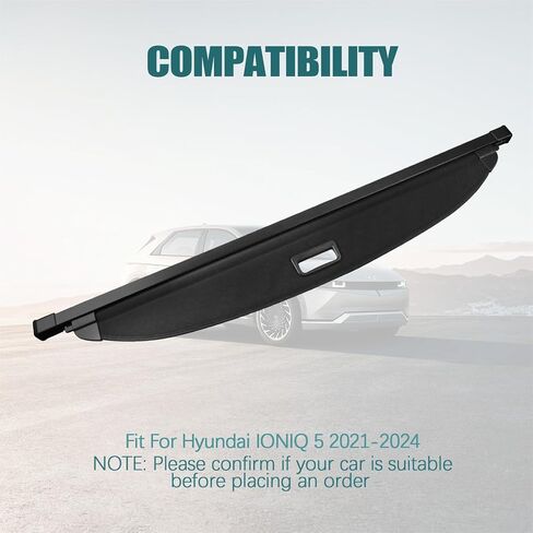 for Hyundai Ioniq 5 Cargo Cover Trunk Cover - Tesmirror Retractable Cargo Cover for Hyundai Ioniq 5 Accessories 2021 2022 2023 2024 Trunk Security Shade Luggage Security Shield Shade in Kuwait