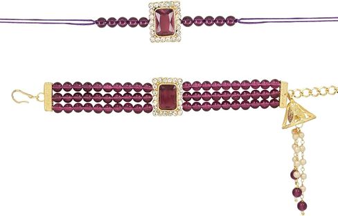I Jewels Indian Festival Designer Bhaiya Bhabhi Hanging Lumba Rakhi Combo Set for Rakshabhandan Special (R010Sb-G-CO) in Saudi Arabia