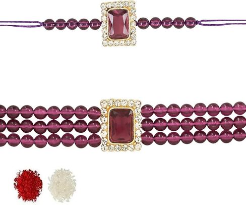 I Jewels Indian Festival Designer Bhaiya Bhabhi Hanging Lumba Rakhi Combo Set for Rakshabhandan Special (R010Sb-G-CO) in Saudi Arabia