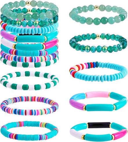 8pcs مجموعة سوار Heishi Surfer - سوار قابلة للتكديس preppy سوار الخيزران الأنبوبية الاصطناعية jasper و bead bead stretch stretch الجمالية بوهو المجوهرات in Kuwait