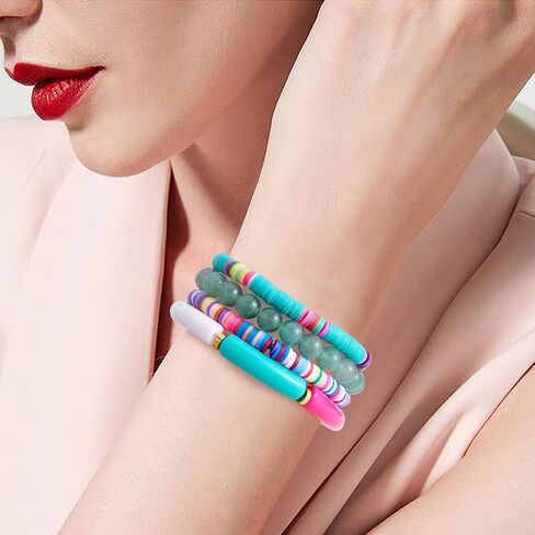8pcs مجموعة سوار Heishi Surfer - سوار قابلة للتكديس preppy سوار الخيزران الأنبوبية الاصطناعية jasper و bead bead stretch stretch الجمالية بوهو المجوهرات in Kuwait