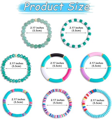 8pcs مجموعة سوار Heishi Surfer - سوار قابلة للتكديس preppy سوار الخيزران الأنبوبية الاصطناعية jasper و bead bead stretch stretch الجمالية بوهو المجوهرات in Kuwait