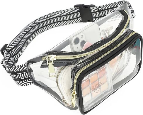 وافقت Clear Fanny Pack Stadium على حقيبة واضحة لأحداث الاستاد حقيبة حزام كبيرة للنساء Crossbody Bag Bag Bag With مع حزام قابل للتعديل للحفل الرياضي ، الأبيض in Saudi Arabia