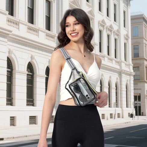 وافقت Clear Fanny Pack Stadium على حقيبة واضحة لأحداث الاستاد حقيبة حزام كبيرة للنساء Crossbody Bag Bag Bag With مع حزام قابل للتعديل للحفل الرياضي ، الأبيض in Saudi Arabia