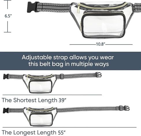 وافقت Clear Fanny Pack Stadium على حقيبة واضحة لأحداث الاستاد حقيبة حزام كبيرة للنساء Crossbody Bag Bag Bag With مع حزام قابل للتعديل للحفل الرياضي ، الأبيض in Saudi Arabia