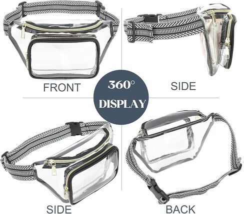 وافقت Clear Fanny Pack Stadium على حقيبة واضحة لأحداث الاستاد حقيبة حزام كبيرة للنساء Crossbody Bag Bag Bag With مع حزام قابل للتعديل للحفل الرياضي ، الأبيض in Saudi Arabia