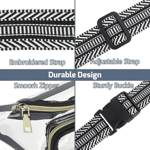 وافقت Clear Fanny Pack Stadium على حقيبة واضحة لأحداث الاستاد حقيبة حزام كبيرة للنساء Crossbody Bag Bag Bag With مع حزام قابل للتعديل للحفل الرياضي ، الأبيض in Saudi Arabia