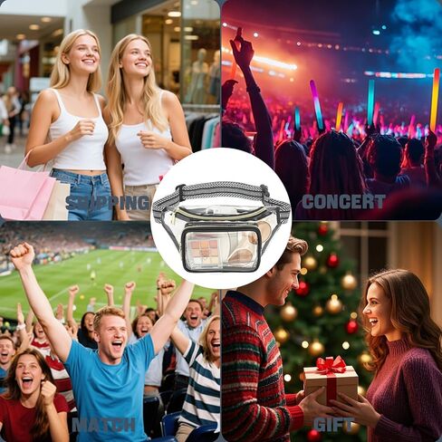 وافقت Clear Fanny Pack Stadium على حقيبة واضحة لأحداث الاستاد حقيبة حزام كبيرة للنساء Crossbody Bag Bag Bag With مع حزام قابل للتعديل للحفل الرياضي ، الأبيض in Saudi Arabia