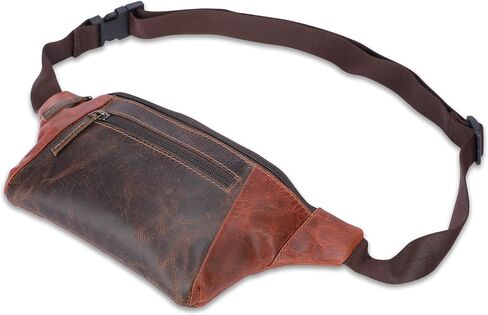 Leather Fanny Pack Crossbody Bag (10x6x2) Hands-Free Sling Bags With Adjustable Straps in Saudi Arabia