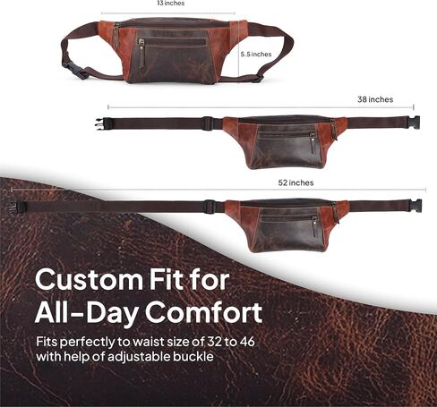 Leather Fanny Pack Crossbody Bag (10x6x2) Hands-Free Sling Bags With Adjustable Straps in Saudi Arabia