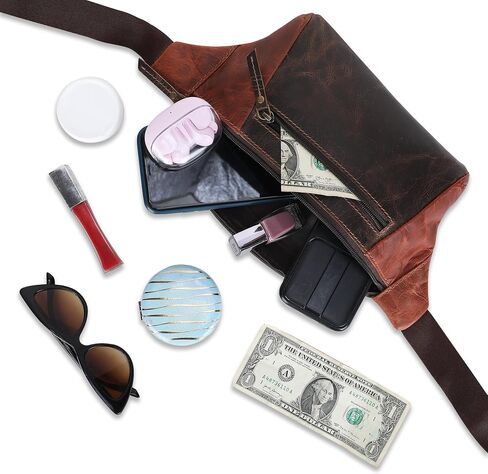 Leather Fanny Pack Crossbody Bag (10x6x2) Hands-Free Sling Bags With Adjustable Straps in Saudi Arabia