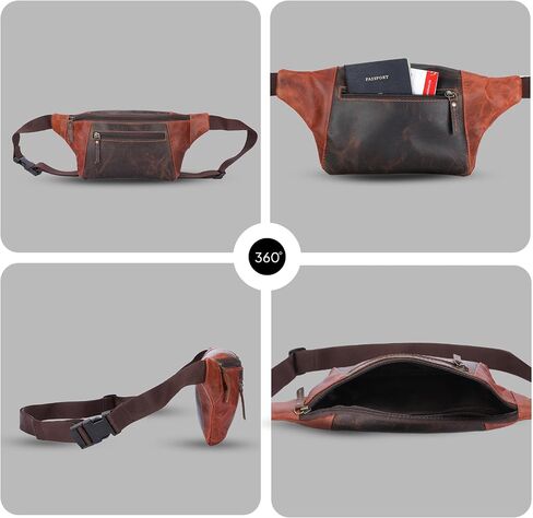 Leather Fanny Pack Crossbody Bag (10x6x2) Hands-Free Sling Bags With Adjustable Straps in Saudi Arabia