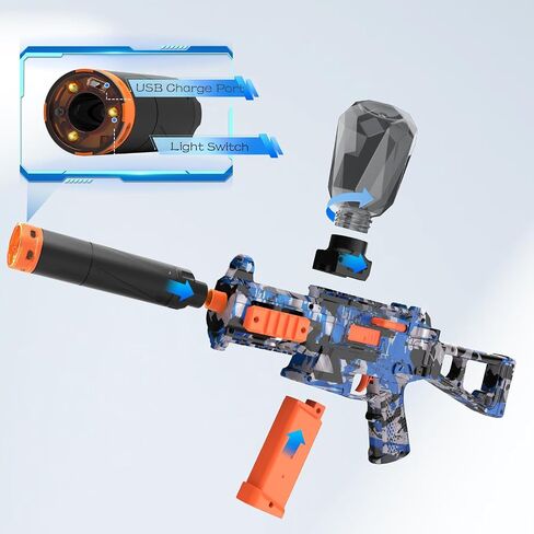 Gel Splatter Blaster, Electric Auto Splatter Ball Toy, 12 Rs Per Seconds, Rechargeable Batteries, Outdoor Activities Team Game Toy for Age 12+ Year Up in Saudi Arabia