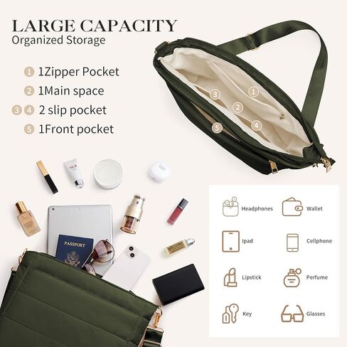 Cross Body Purses for Women Lightweight Quilted Puffer Tote Bag Casual Hobo Nylon Shoulder Handbag Travel in Kuwait