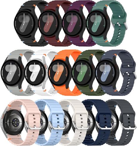 10 Pack No Gap Silicone Sport Bands Compatible for Samsung Galaxy Watch 7/FE/6/5/4 40mm 44mm/Watch 6 Classic 43mm 47mm/Watch 5 Pro 45mm/Watch 4 Classic, Sporty Corrugated Strap Men Women in Kuwait