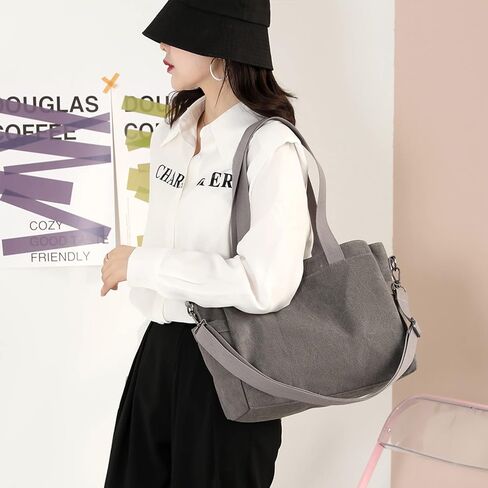 DOURR Hobo Handbags Canvas Crossbody Bags for Women, Multi Compartment Large Tote Purse for Work Travel in Saudi Arabia