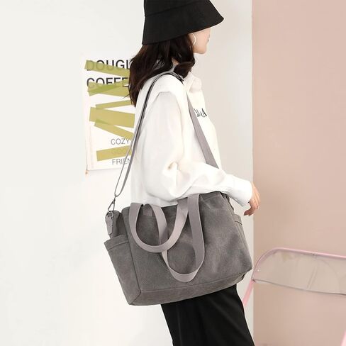 DOURR Hobo Handbags Canvas Crossbody Bags for Women, Multi Compartment Large Tote Purse for Work Travel in Saudi Arabia